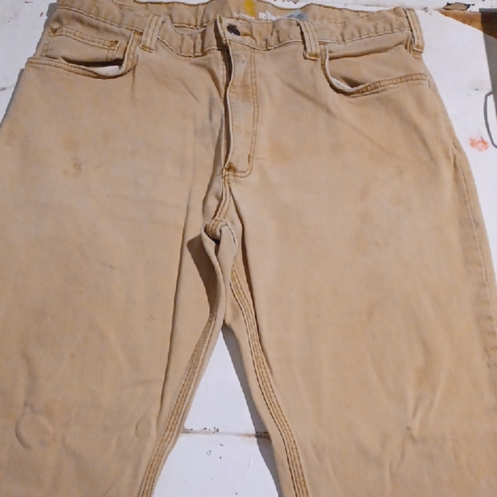 Carhartt Khaki Work Jeans Relaxed Fit 36x32